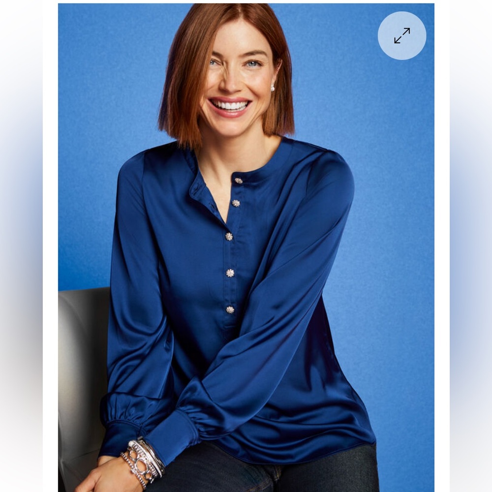 Talbots Royal Blue Satin Blouse